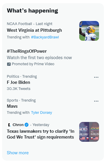 twitter's what's happening section